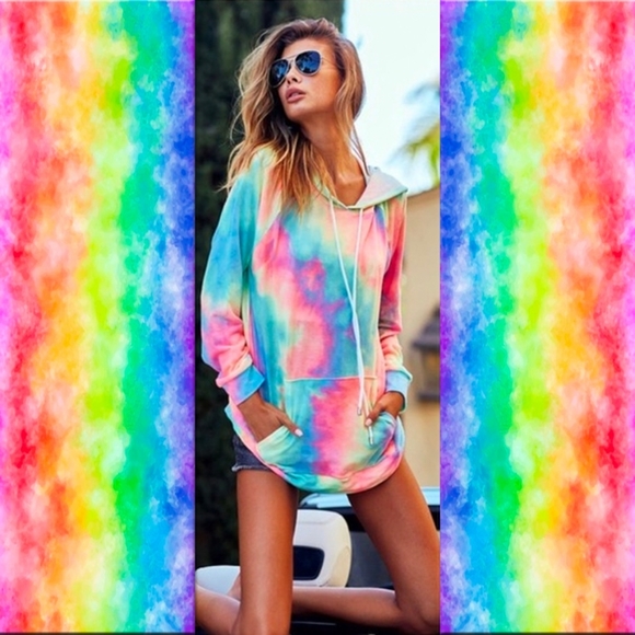 Vibrant Tie Dye Neon Summer Hoodie HOST PICK - Picture 3 of 11